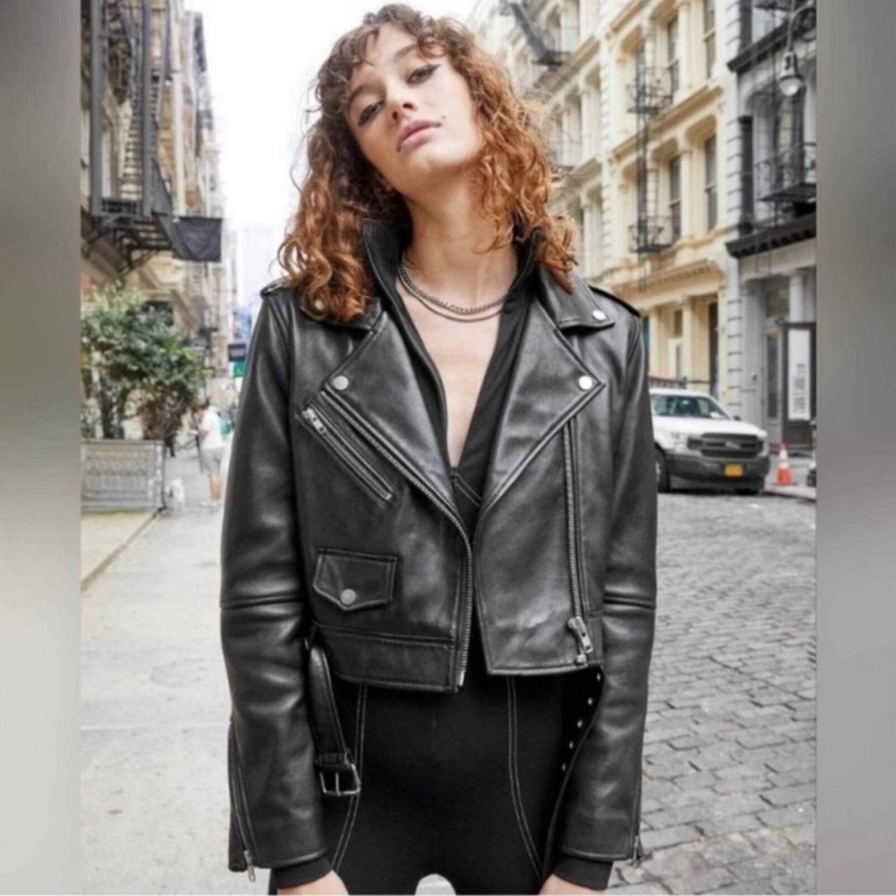 COPY - Rebecca Minkoff NWT Black Faux Leather Moto Jacket Size Large